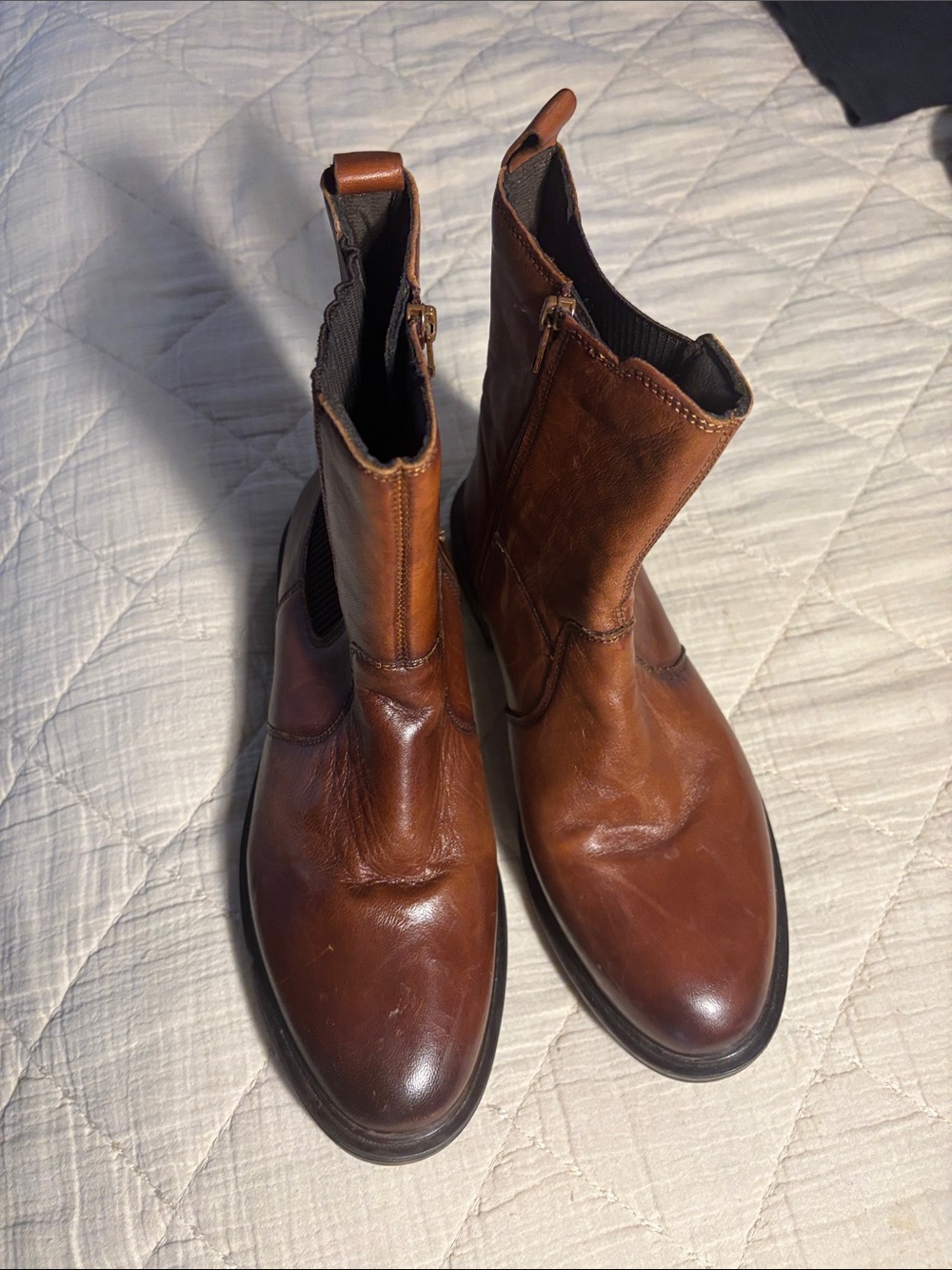 Women’s Brown Leather Chelsea Boots - Classic Pull-On Style. Size 40